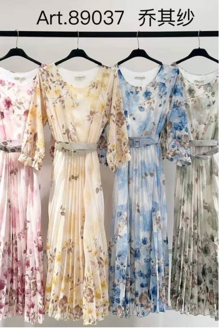 Plissé kleed olijfgroen