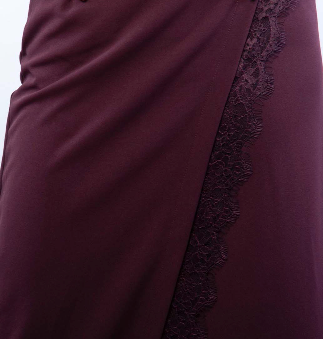 Maxi Rok met Kanten Details Bordeaux
