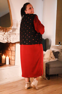 Cuore – teddy gilet met rode hartjes