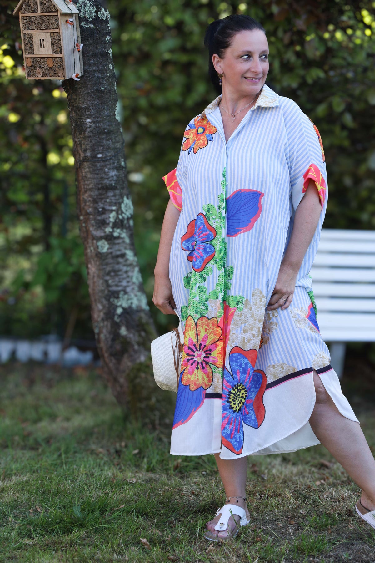 Terra di Siena printed lange jurk