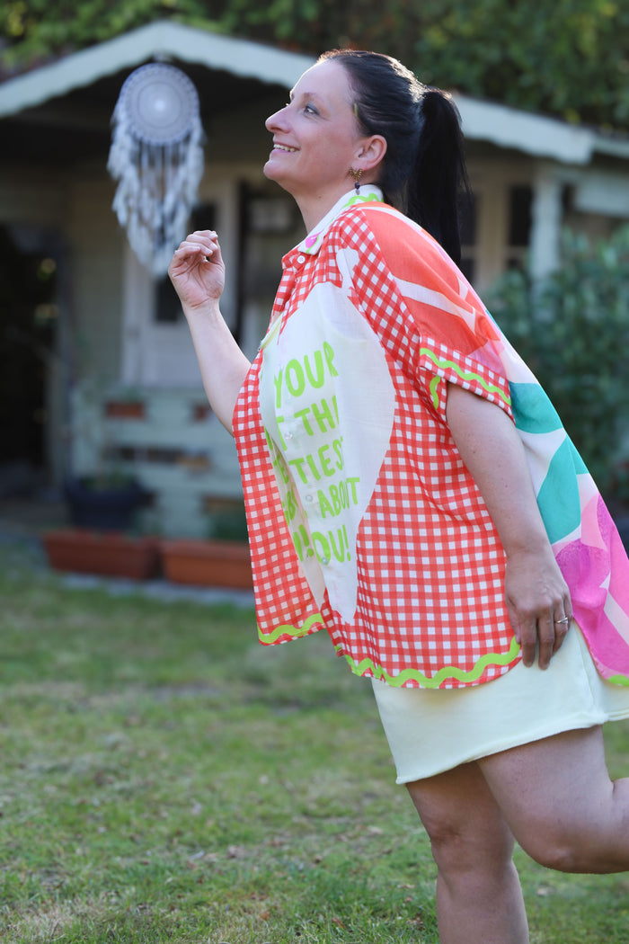 Terra di Siena blouse printed tekst