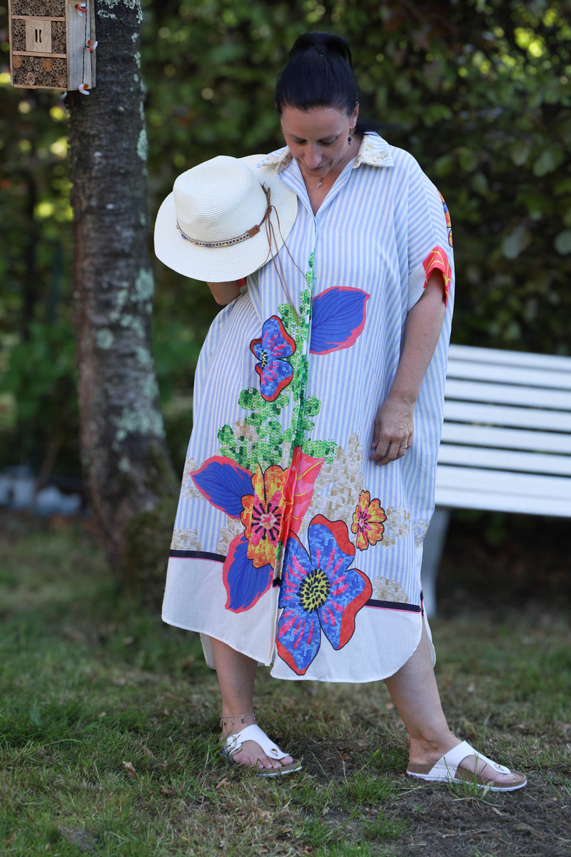 Terra di Siena printed lange jurk