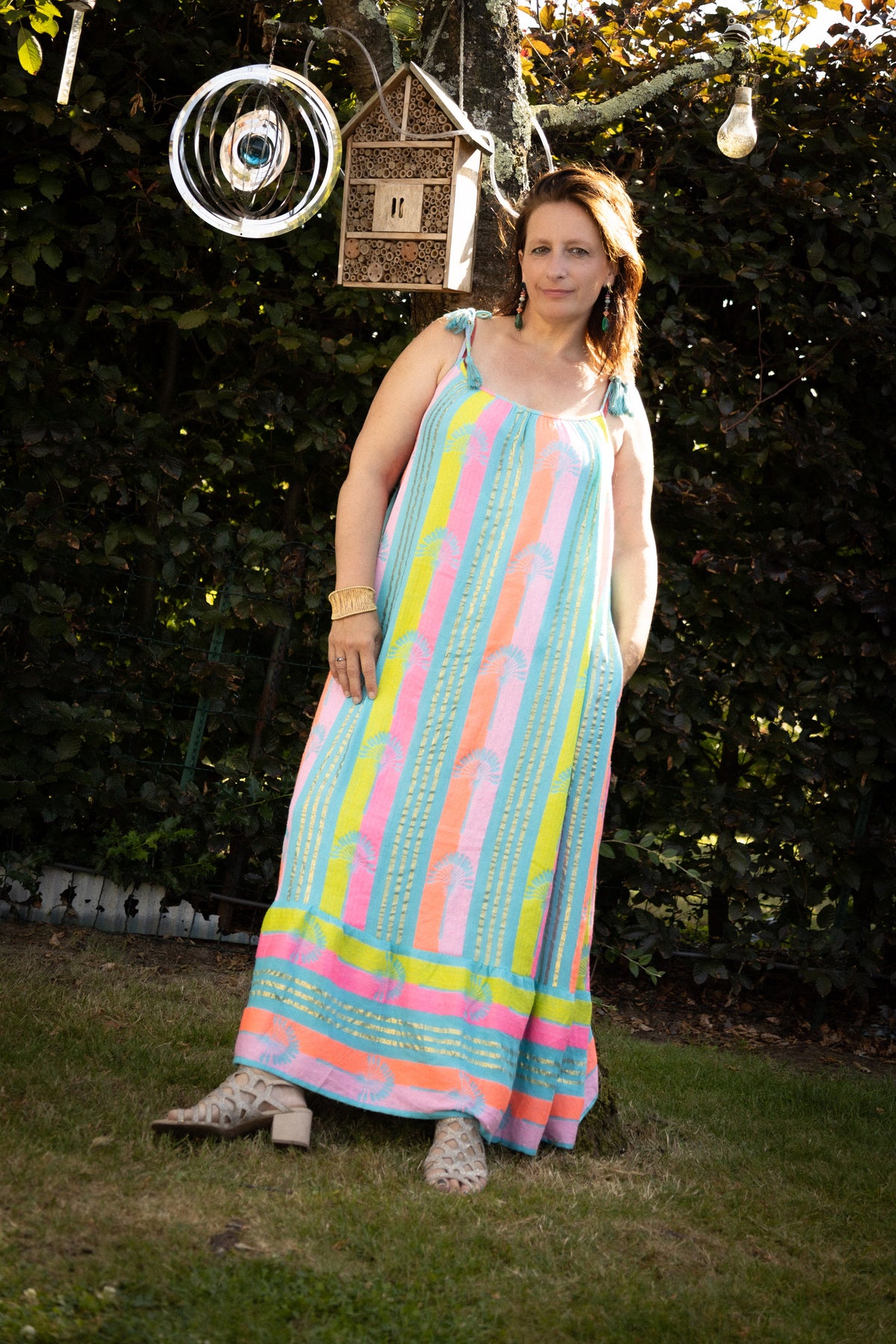 JACQUARD MIDI DRESS AZUURBLAUW