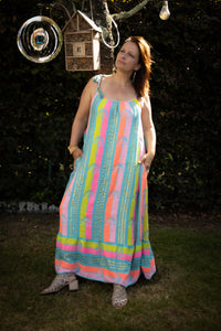 JACQUARD MIDI DRESS AZUURBLAUW