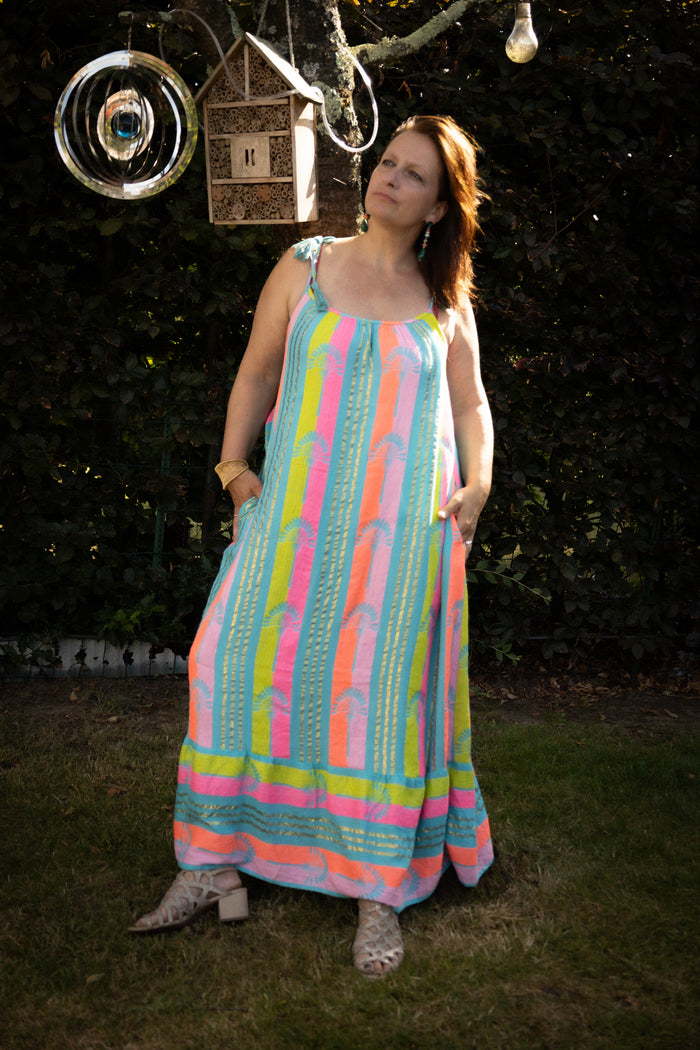 JACQUARD MIDI DRESS AZUURBLAUW