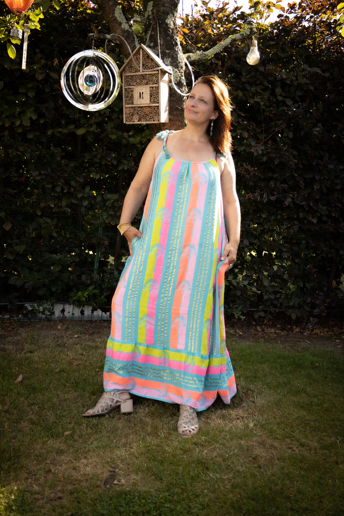 JACQUARD MIDI DRESS AZUURBLAUW