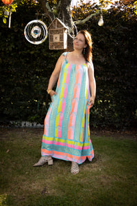 JACQUARD MIDI DRESS AZUURBLAUW