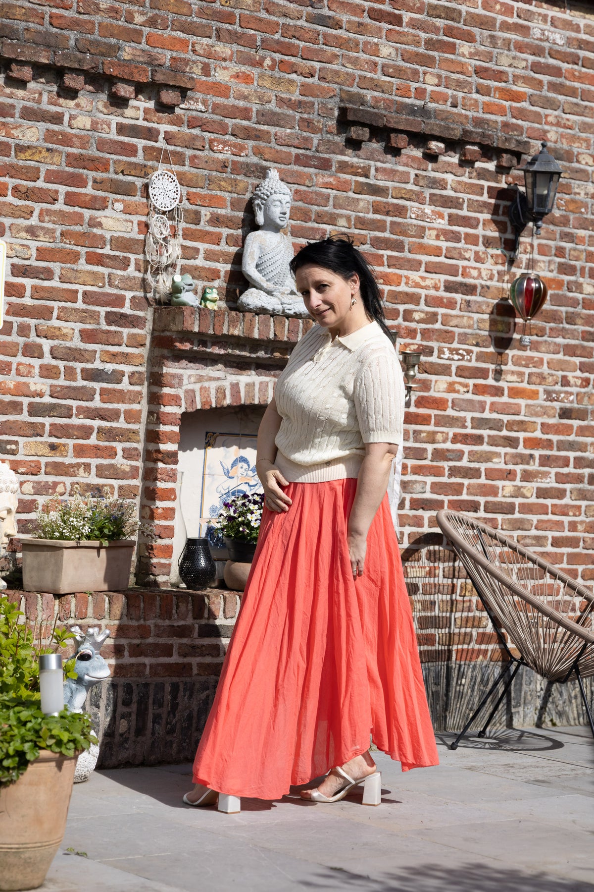 Top luce  gebreide top met kraag beige