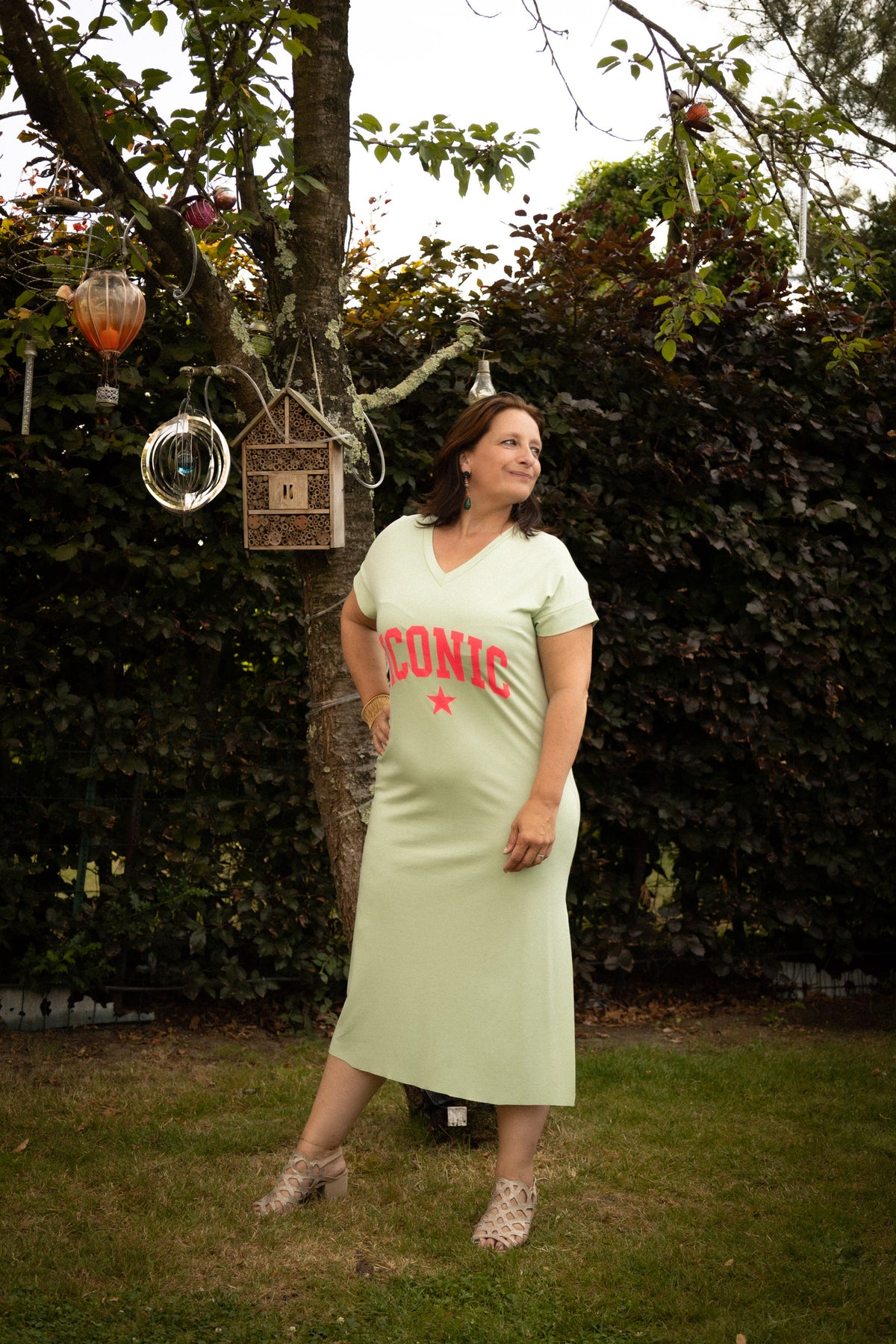 ICONIC midi jurk mintgroen