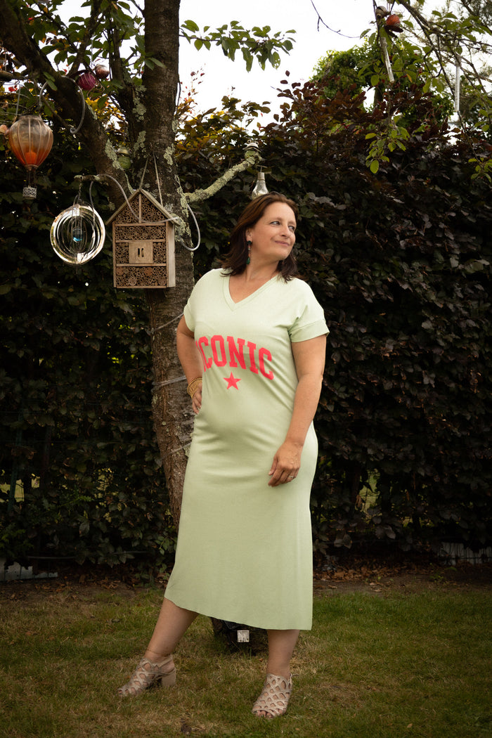 ICONIC midi jurk mintgroen