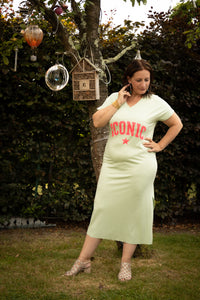 ICONIC midi jurk mintgroen