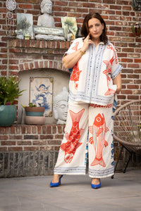 Zomerse set met sardineprint