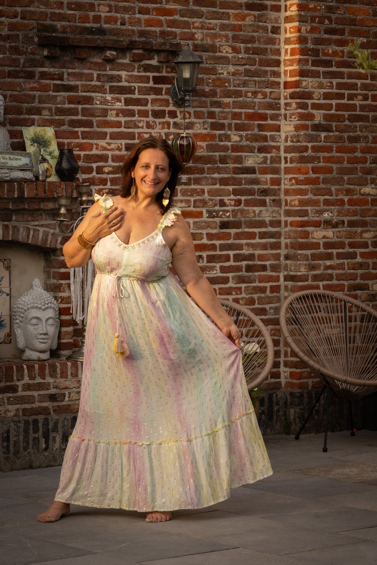 BOHO lange jurk met ruches