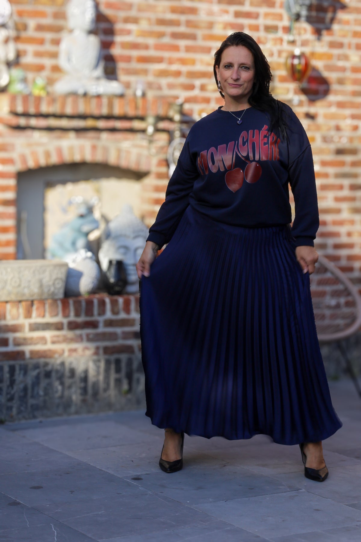 Plissérok - Fenna - marineblauw