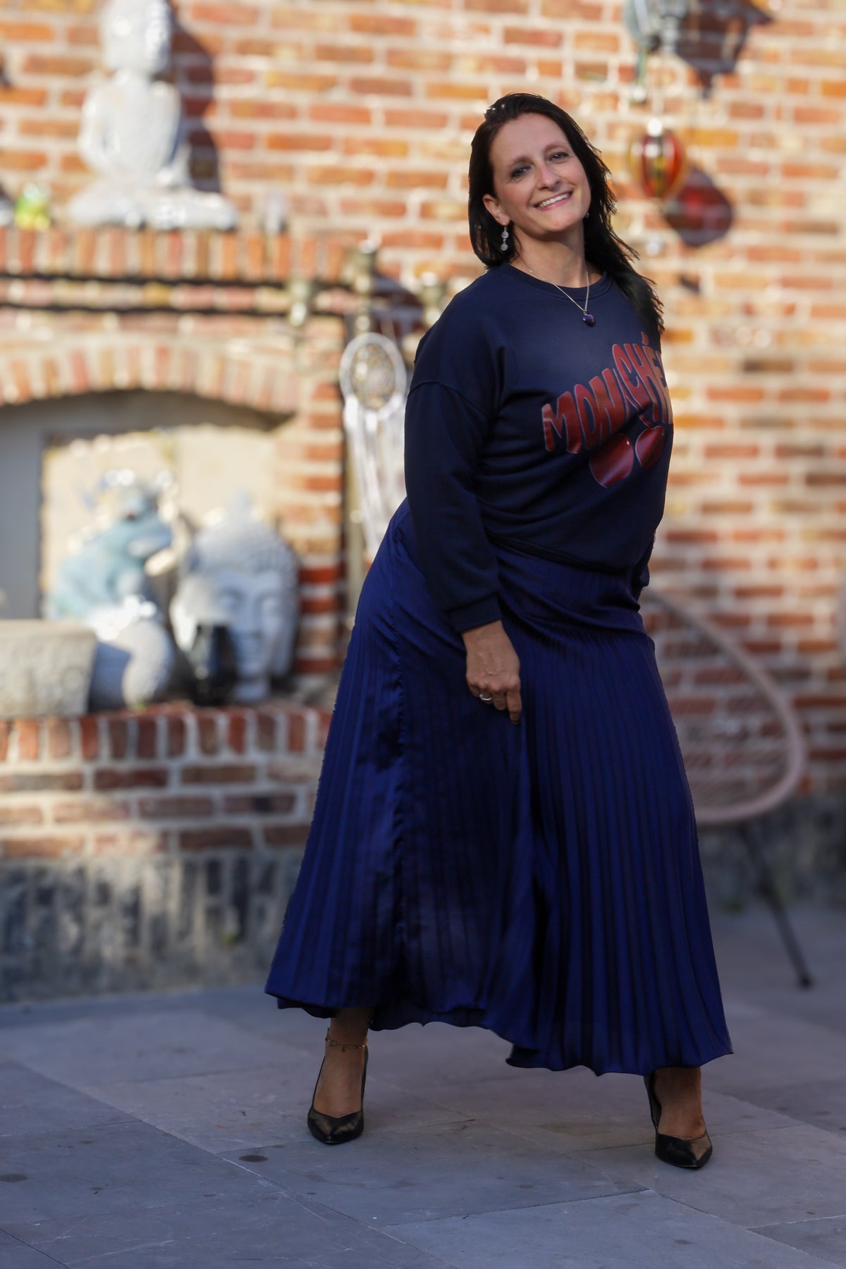 Plissérok - Fenna - marineblauw