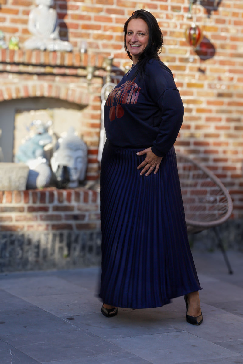 Plissérok - Fenna - marineblauw