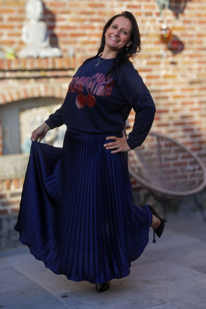 Plissérok - Fenna - marineblauw