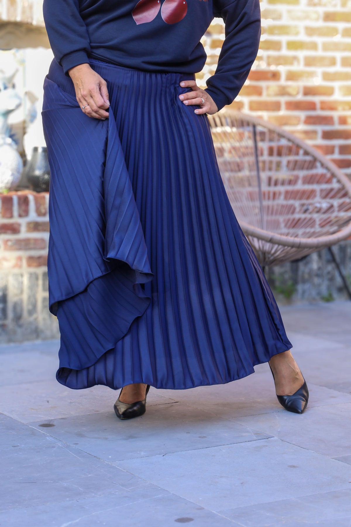 Plissérok - Fenna - marineblauw