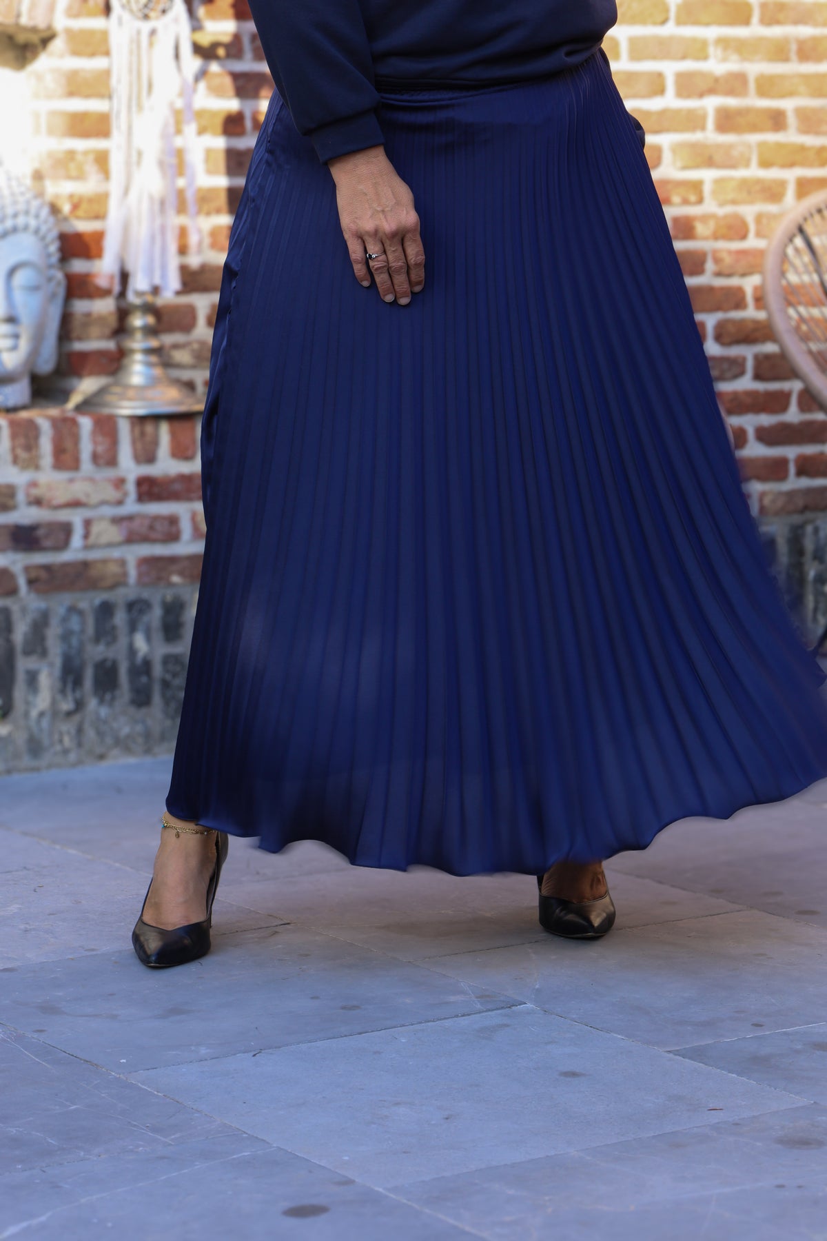 Plissérok - Fenna - marineblauw