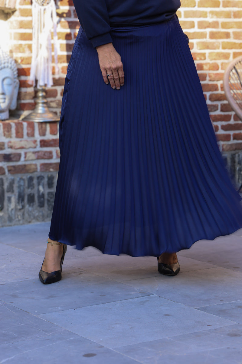 Plissérok - Fenna - marineblauw
