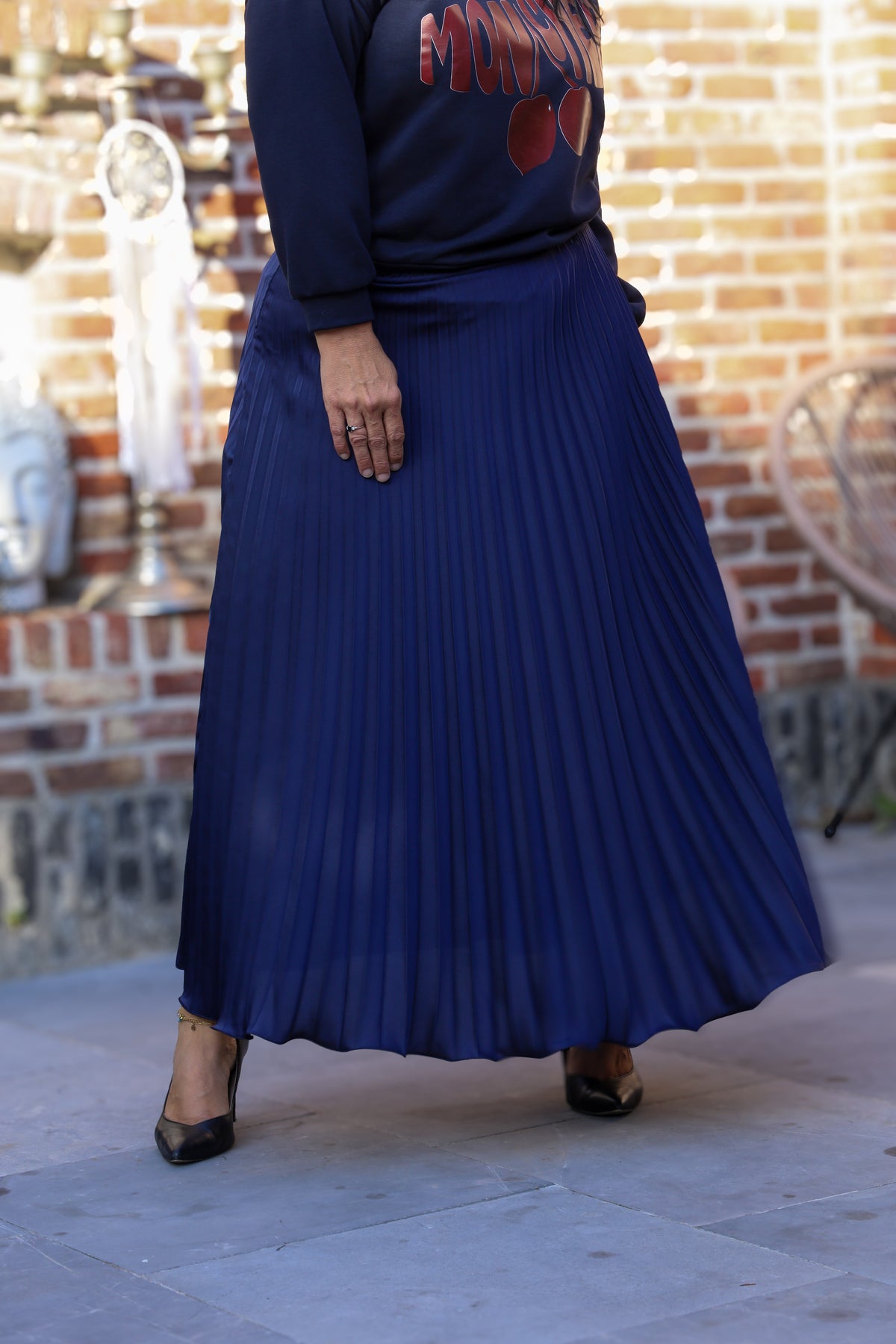 Plissérok - Fenna - marineblauw