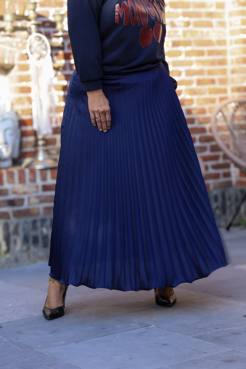 Plissérok - Fenna - marineblauw