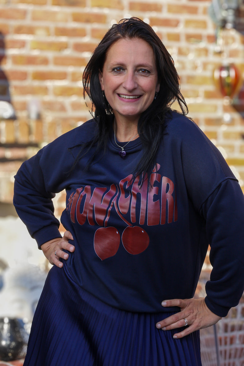 Sweater Mon Chéri - marineblauw