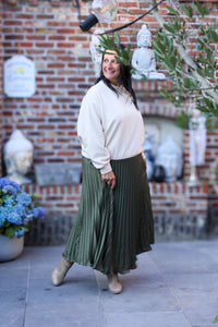 Plissérok - Fenna - olijfgroen