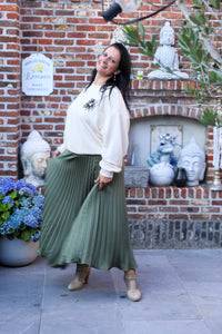 Plissérok - Fenna - olijfgroen