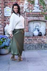 Plissérok - Fenna - olijfgroen