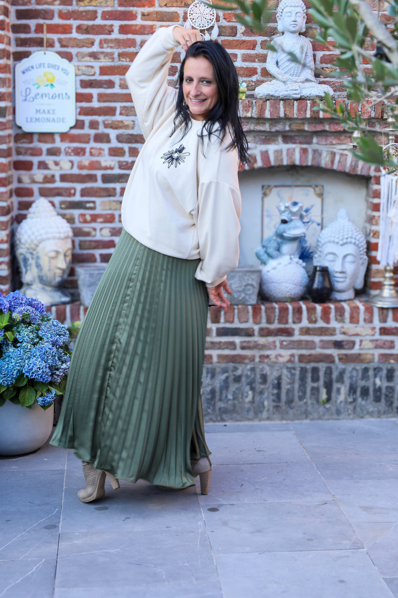 Plissérok - Fenna - olijfgroen