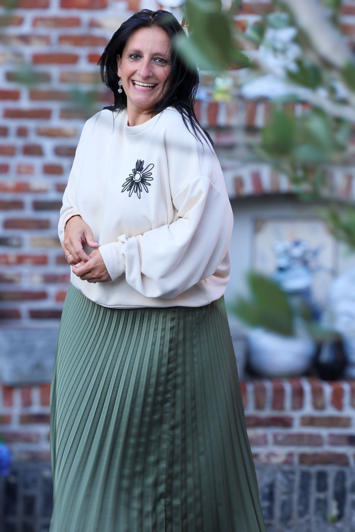 Plissérok - Fenna - olijfgroen