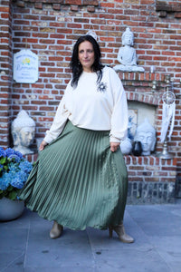 Plissérok - Fenna - olijfgroen