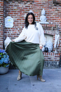 Plissérok - Fenna - olijfgroen