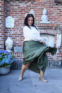 Plissérok - Fenna - olijfgroen