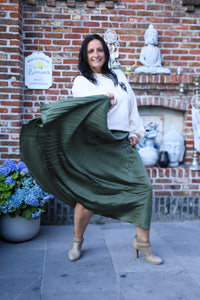 Plissérok - Fenna - olijfgroen