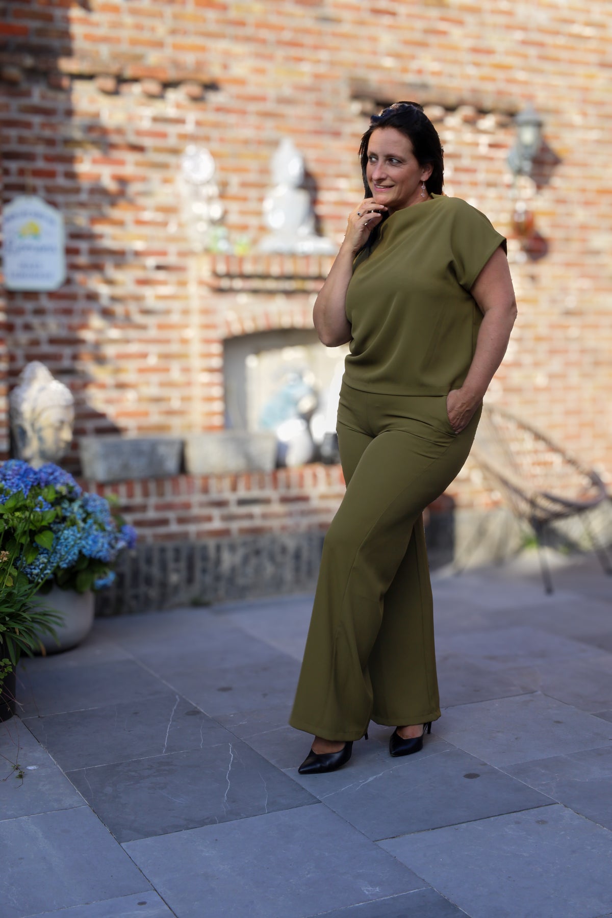 2delige set - Charlot - olijfgroen