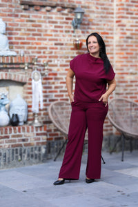 Ton sur ton - 2 delig damesset - bordeaux