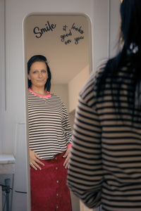 Sweatshirt Lucia -  bruin gestreept