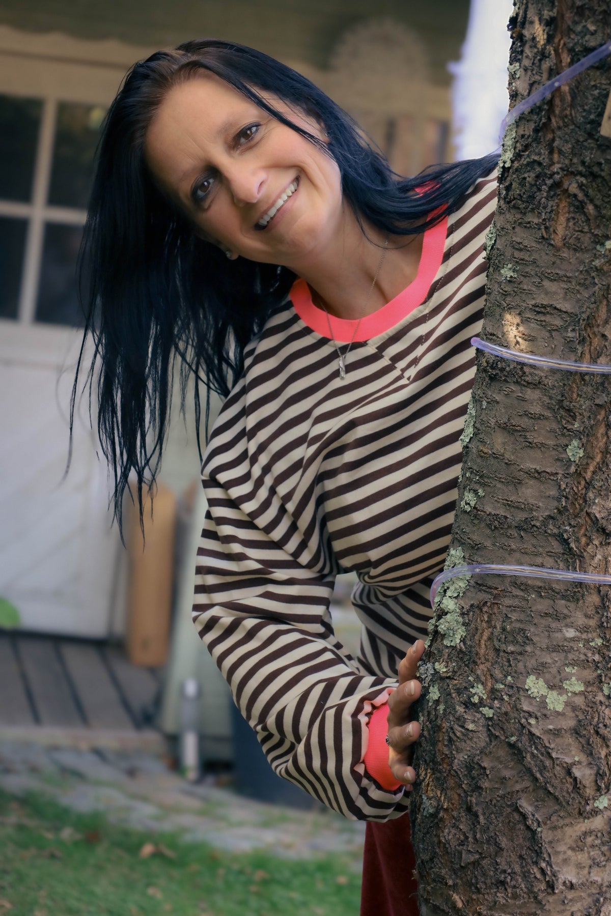 Sweatshirt Lucia -  bruin gestreept