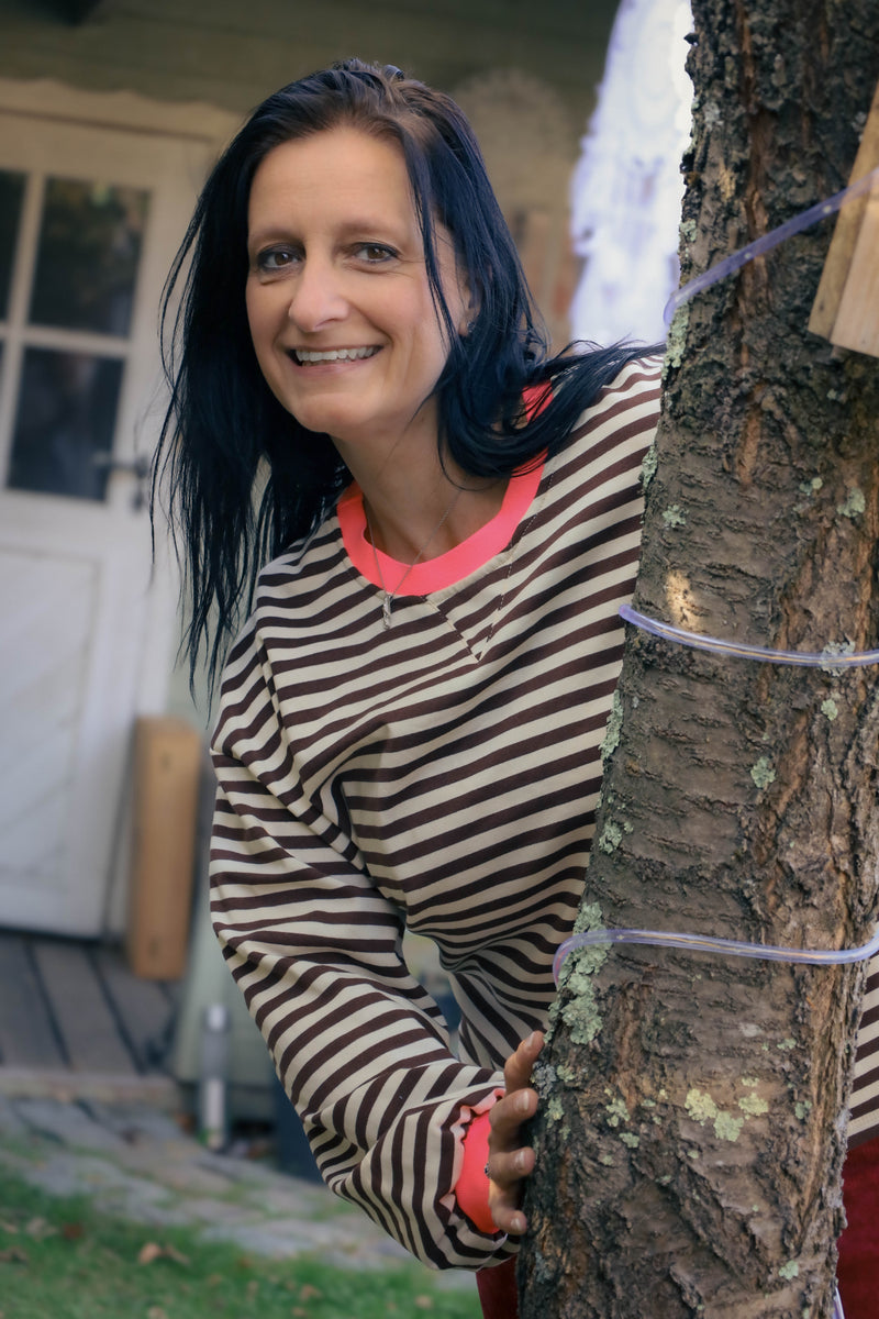 Sweatshirt Lucia -  bruin gestreept