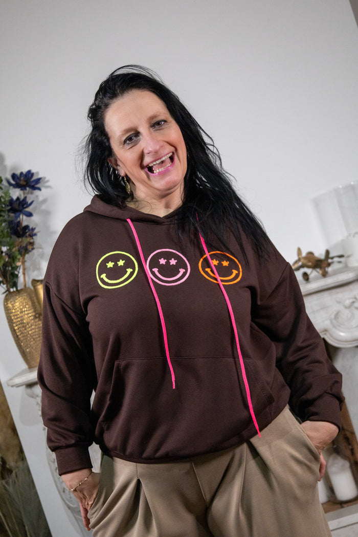 Hoodie smiley bruin