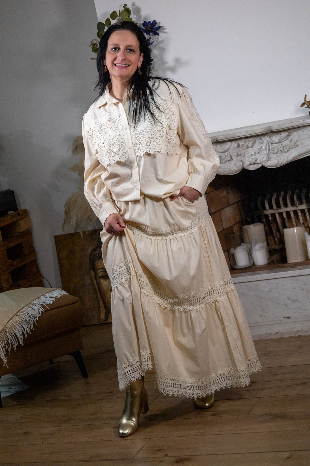 Eloria Set met Broderie in Wit