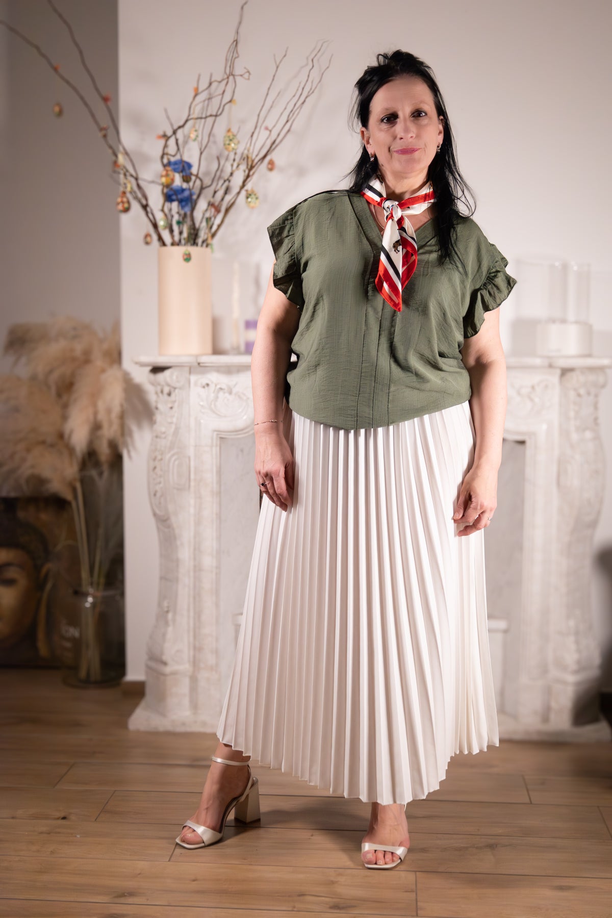 Verde Semplice – groene blouse met ruches mouw