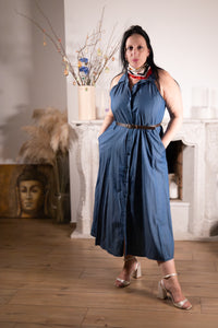 Jurk “Denim Grace” – Mouwloze Shirt Dress