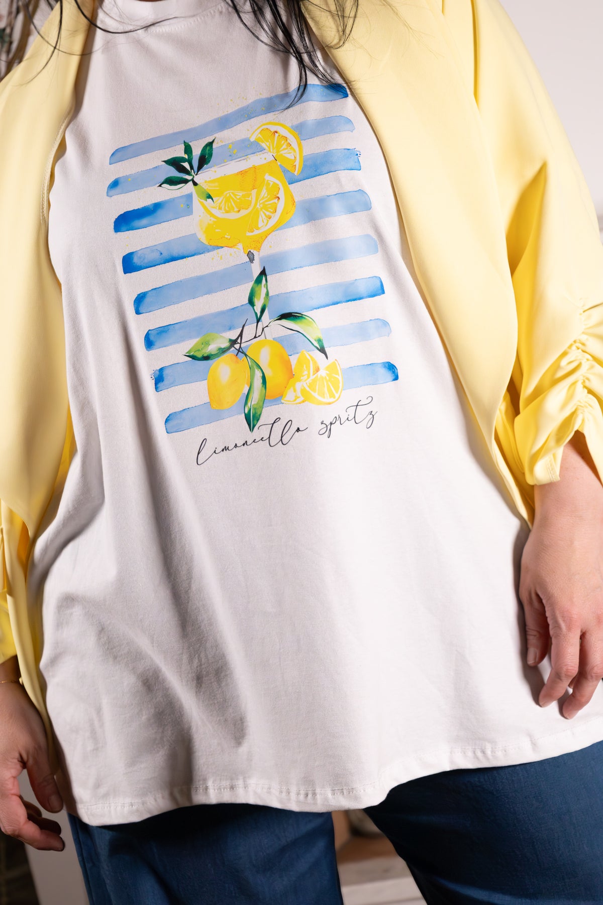 T-shirt Limoncello Vita – witte T-shirt met citroenprint
