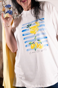 T-shirt Limoncello Vita – witte T-shirt met citroenprint
