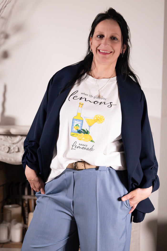 Broek Azzurro Elegante – blauwe broek met wijde pijpen big size