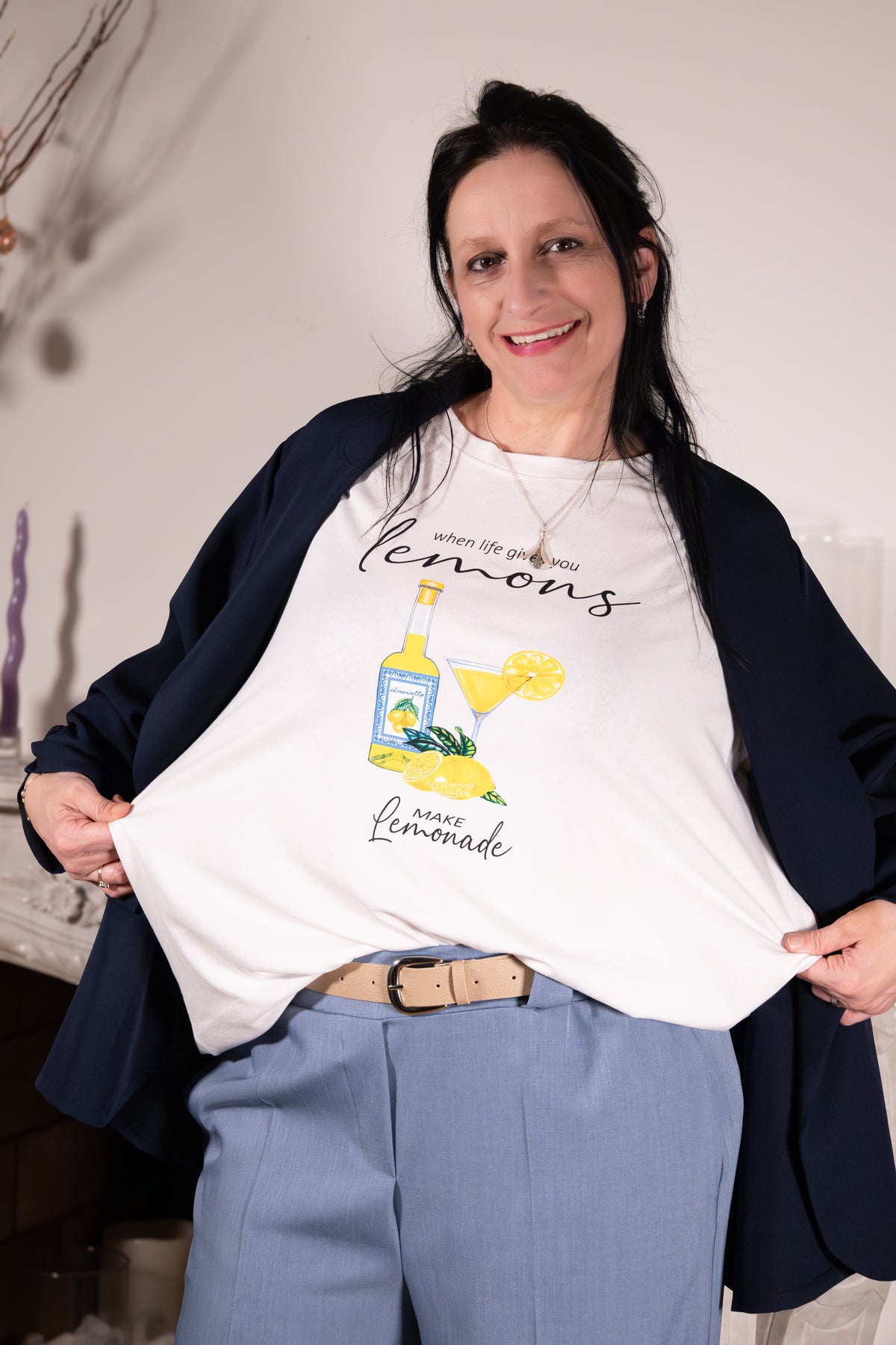 T-shirt Dolce Limone – witte T-shirt met citroenprint