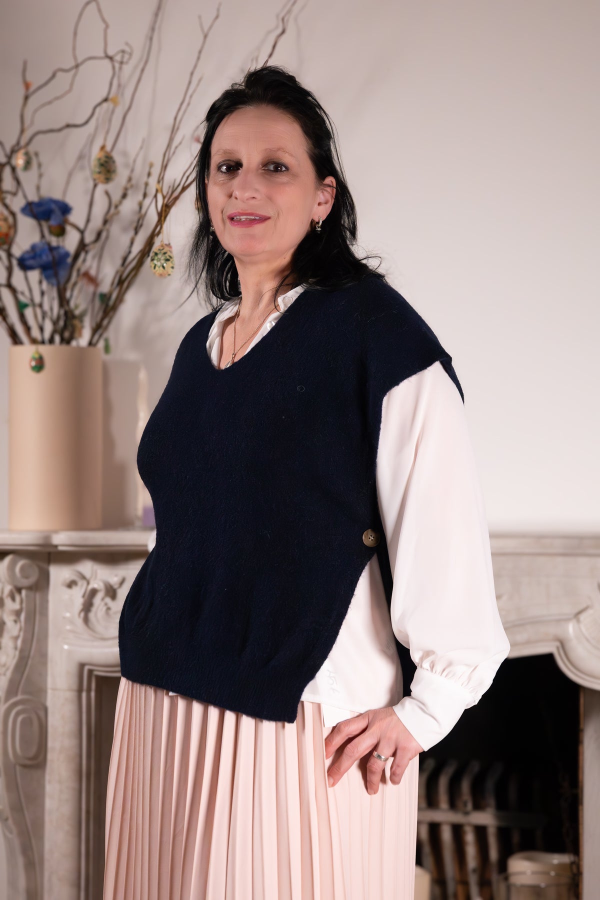 Stijlvolle navy debardeur